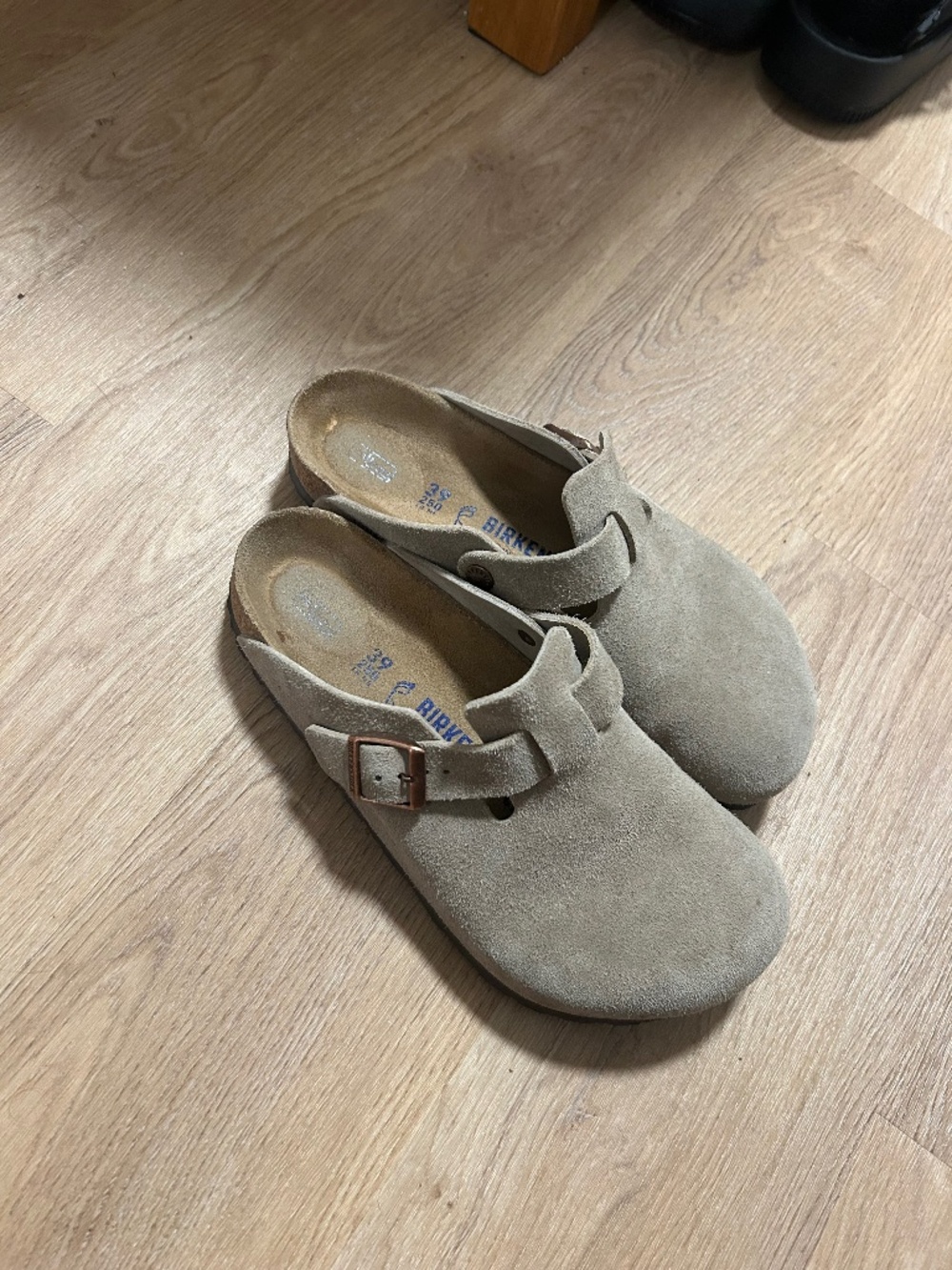 Birkenstock Boston Clogs in Taupe Suede - Picture 1 of 4